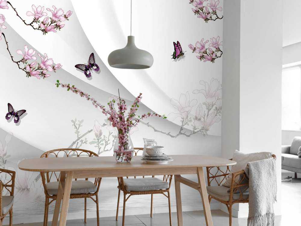 Fond blanc en 3D avec fleur décorative