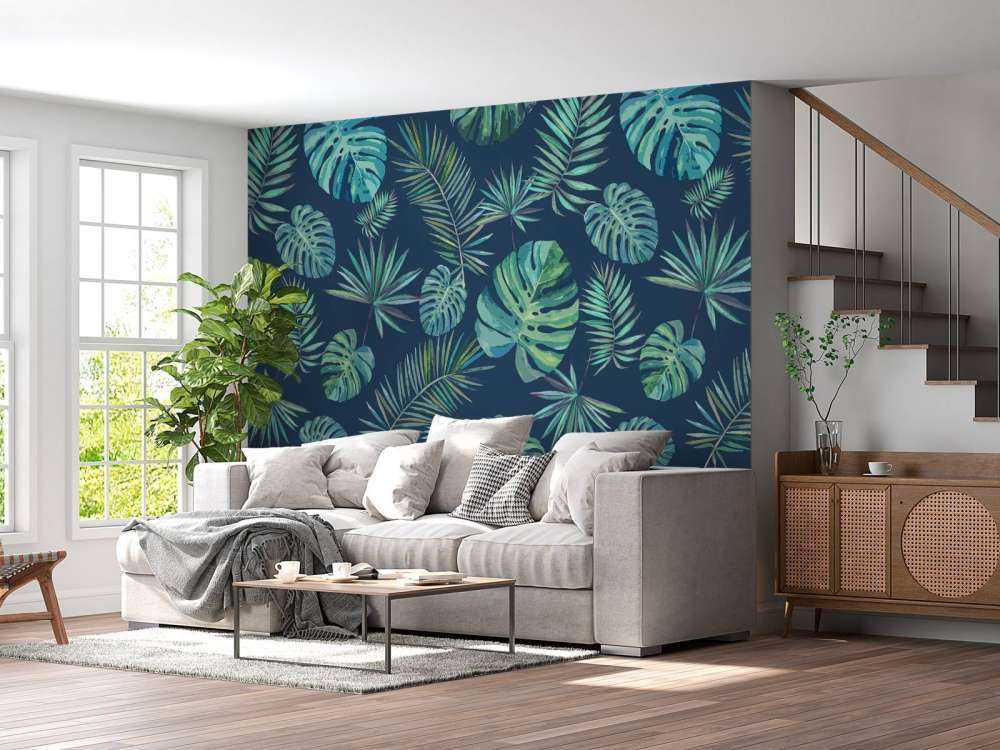 Feuilles de palmier et monstera