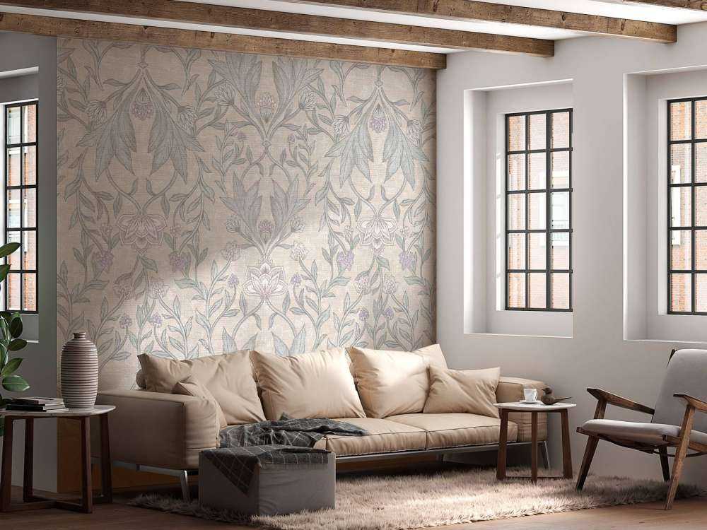 Damas floral Morris - beige neutre