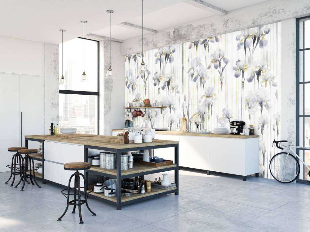 Iris et Rayures Gris Sans Couture