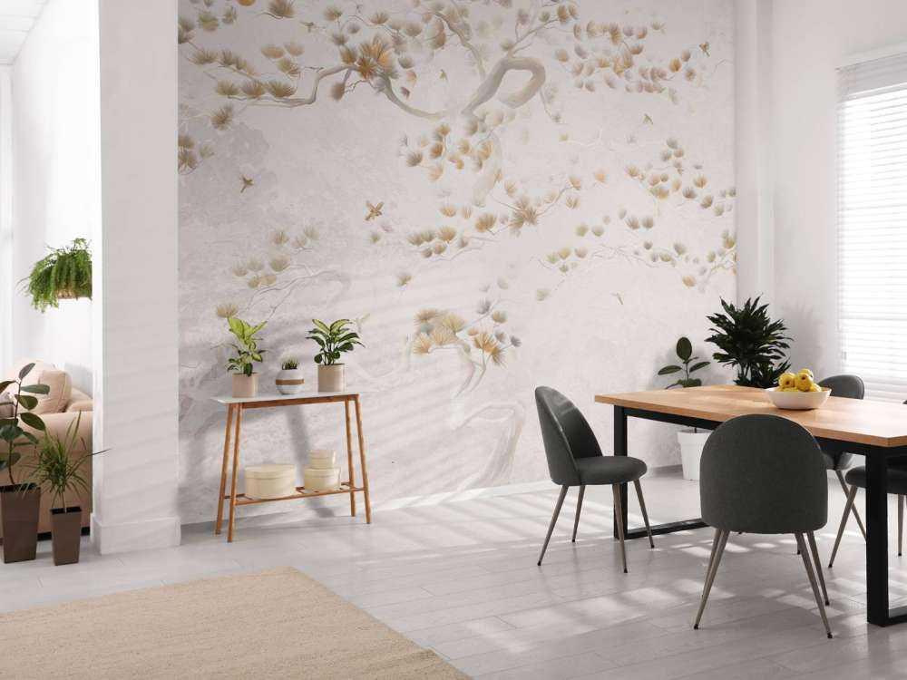 Art de l'arbre en fleurs - Beige