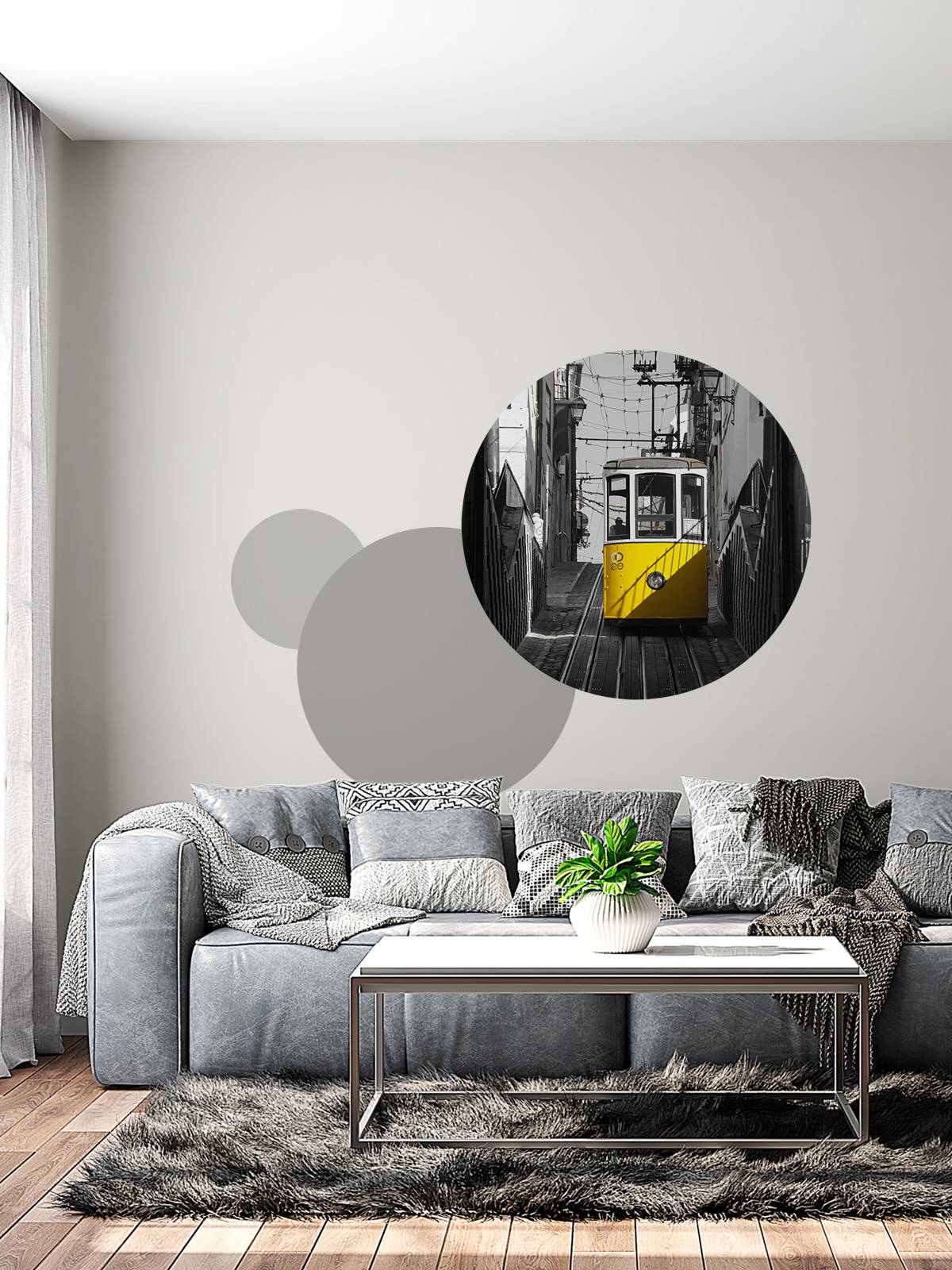 Tram noir blanc jaune