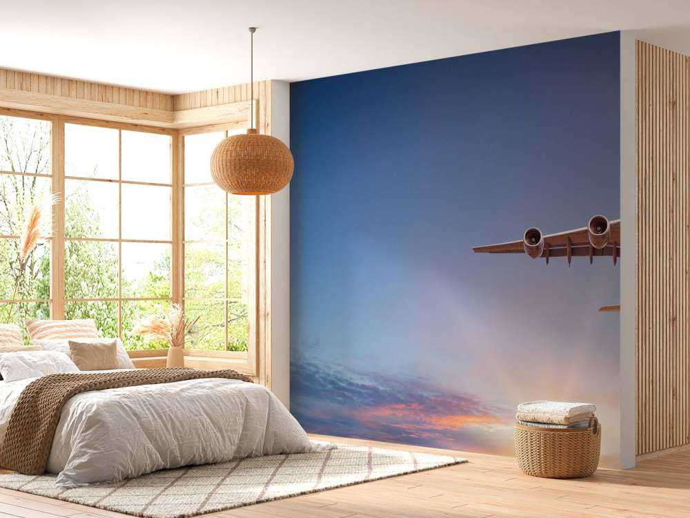 Avion avec un beau soleil