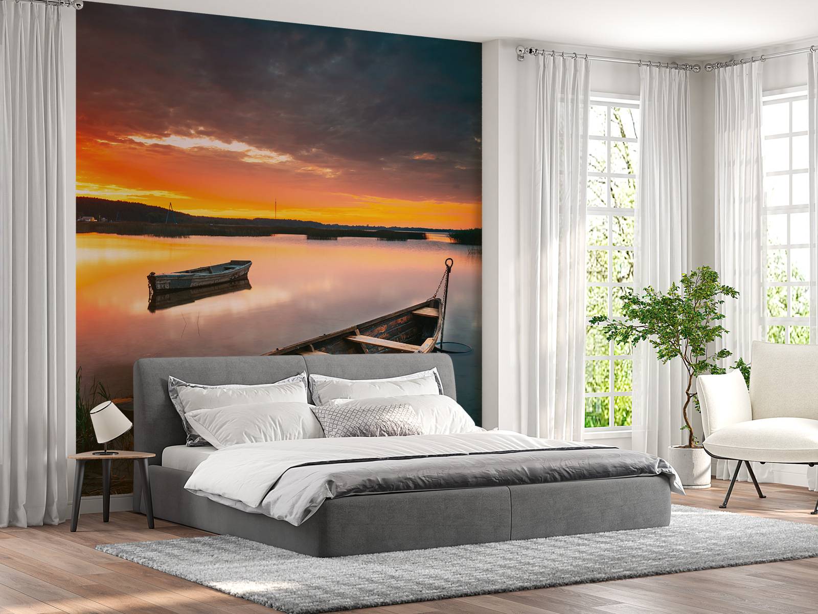 Bateaux au coucher du soleil
