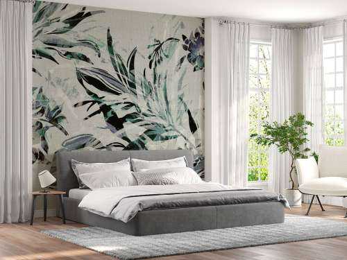 Fond floral bleu canard