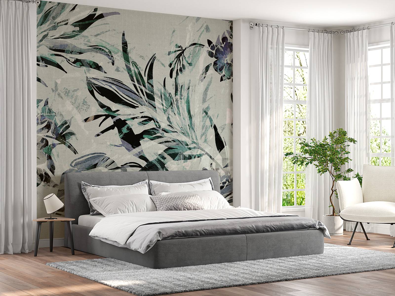 Fond floral bleu canard
