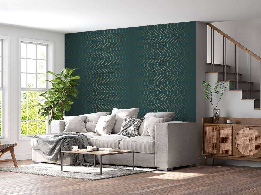 Motif ondulé bleu canard