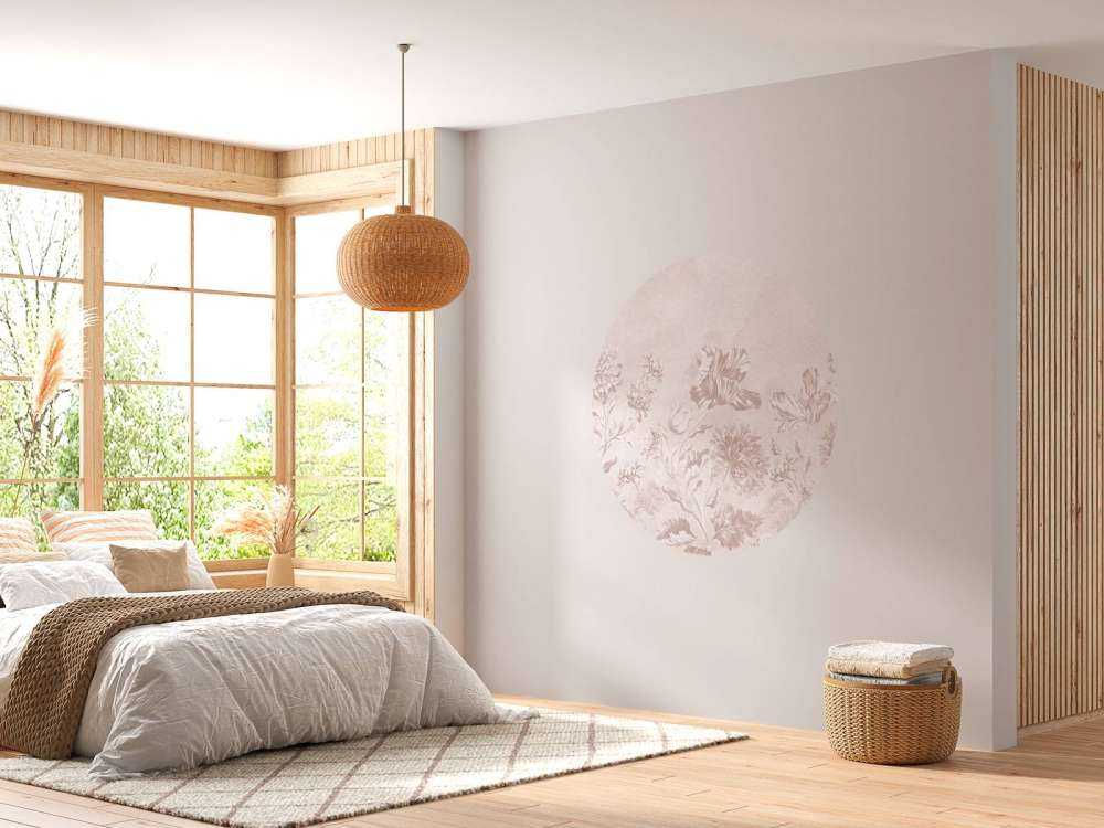 Paysage floral baroque - rose poudré