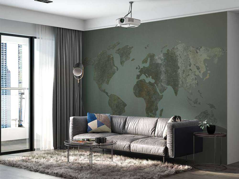 Carte du monde verte avec structure