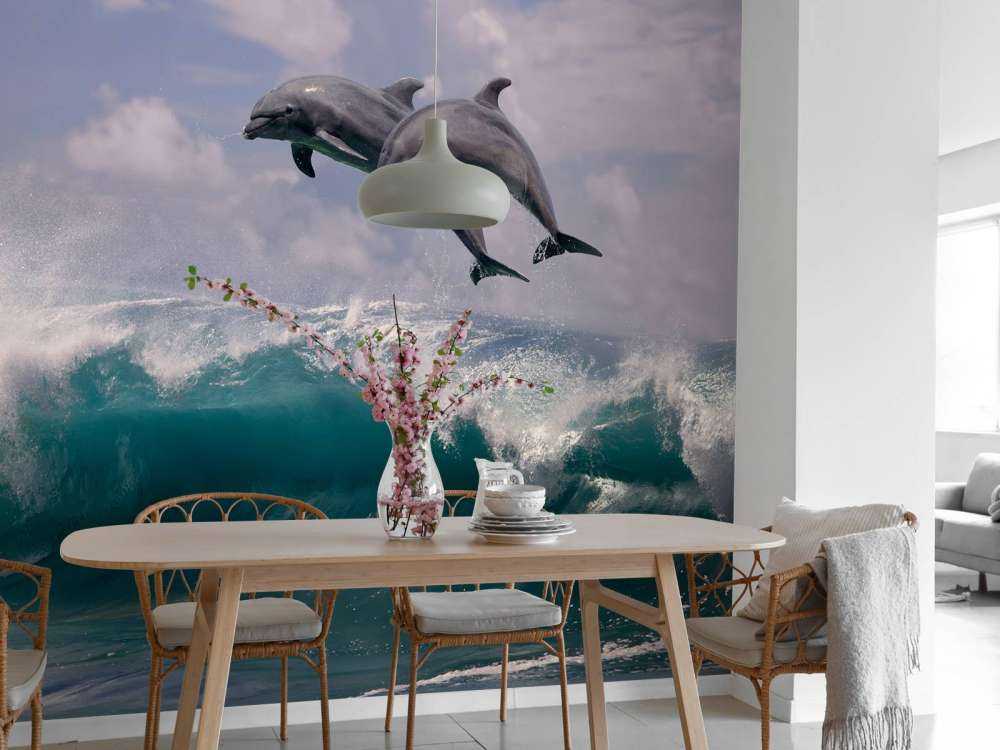 Dauphins et vagues