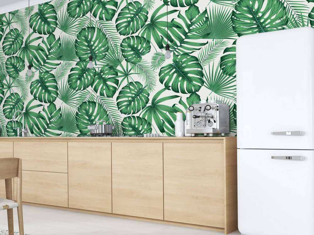 Motif Feuilles tropicales, vertes