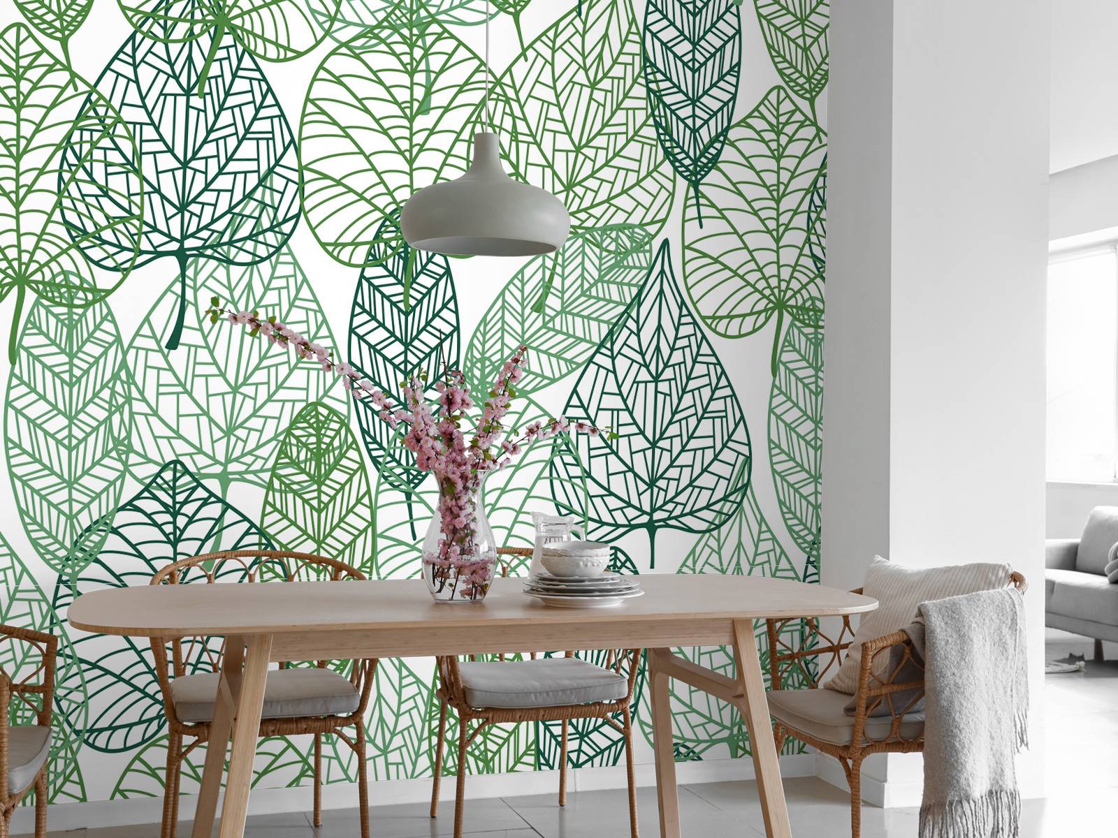 Feuilles vertes éparpillées
