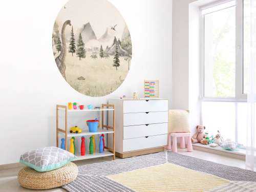 Paysage avec dinosaures en beige