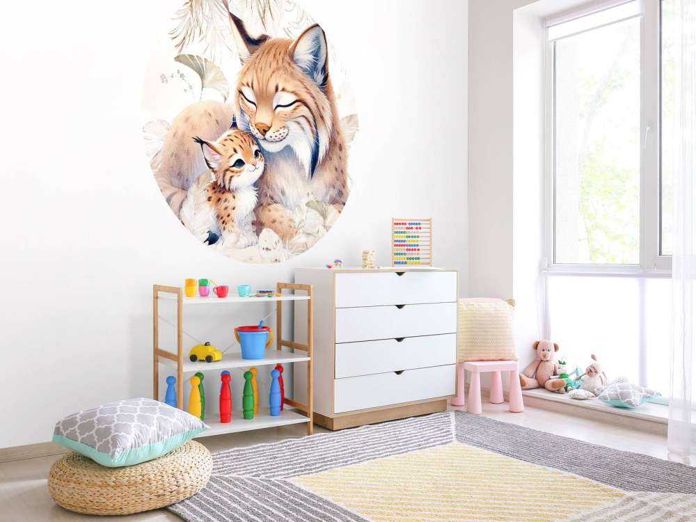 Lynx aimant avec un jeune