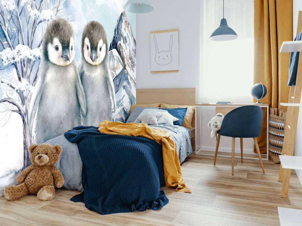 Des pingouins ombragés dans un paysage d'hiver