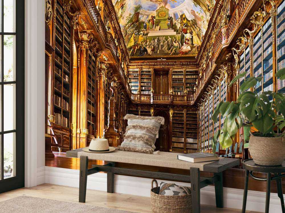 Bibliothèque historique en bois chaud