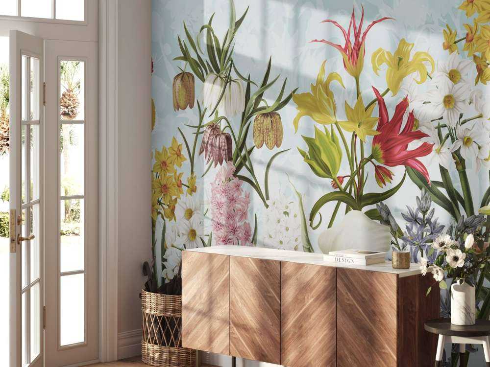 Fleurs de printemps - Douce brise aqua