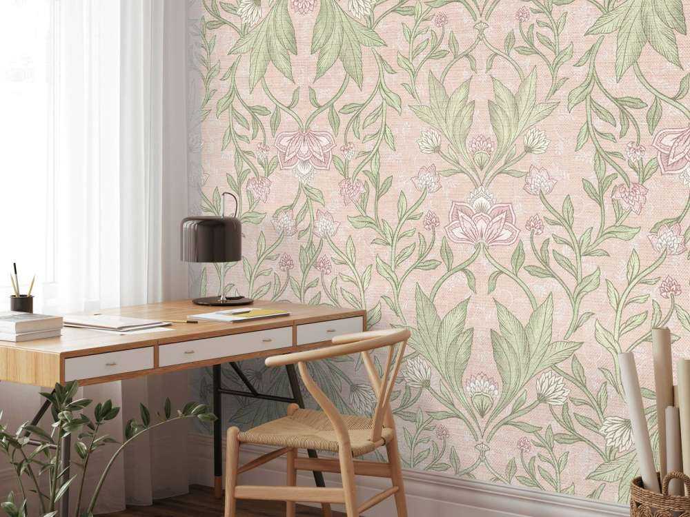 Damas floral Morris - rose pastel