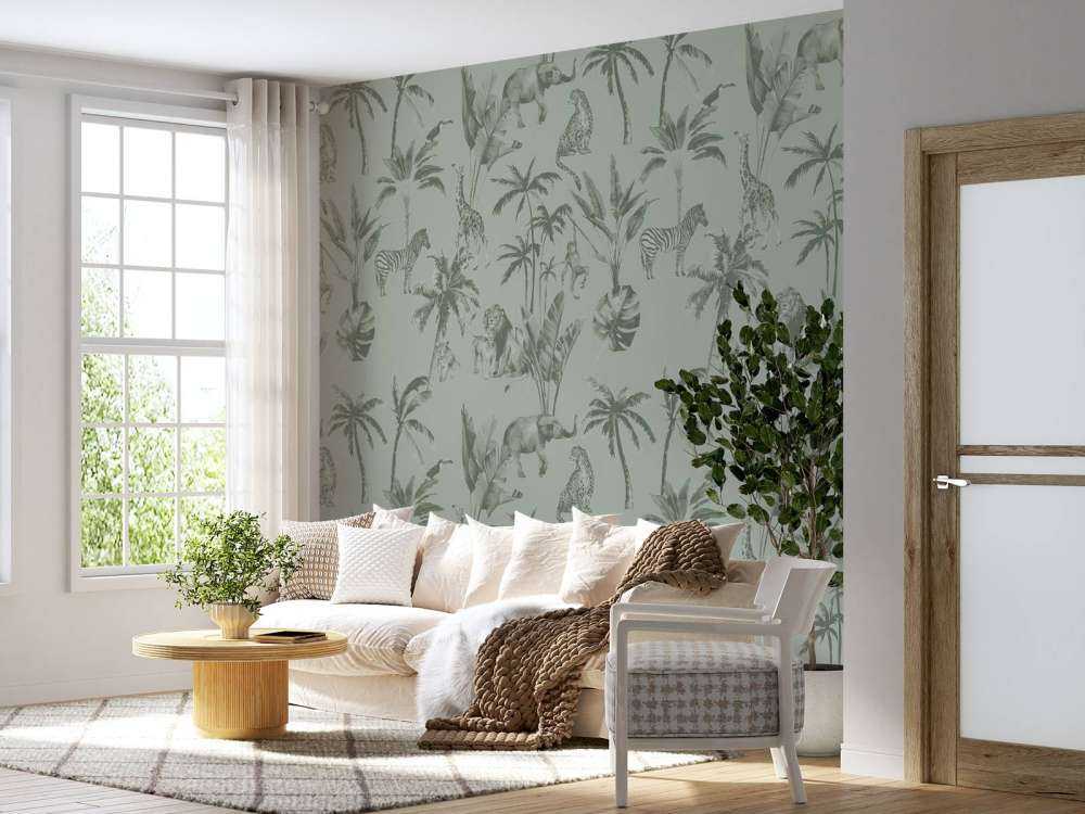 Motif de la jungle animale vert