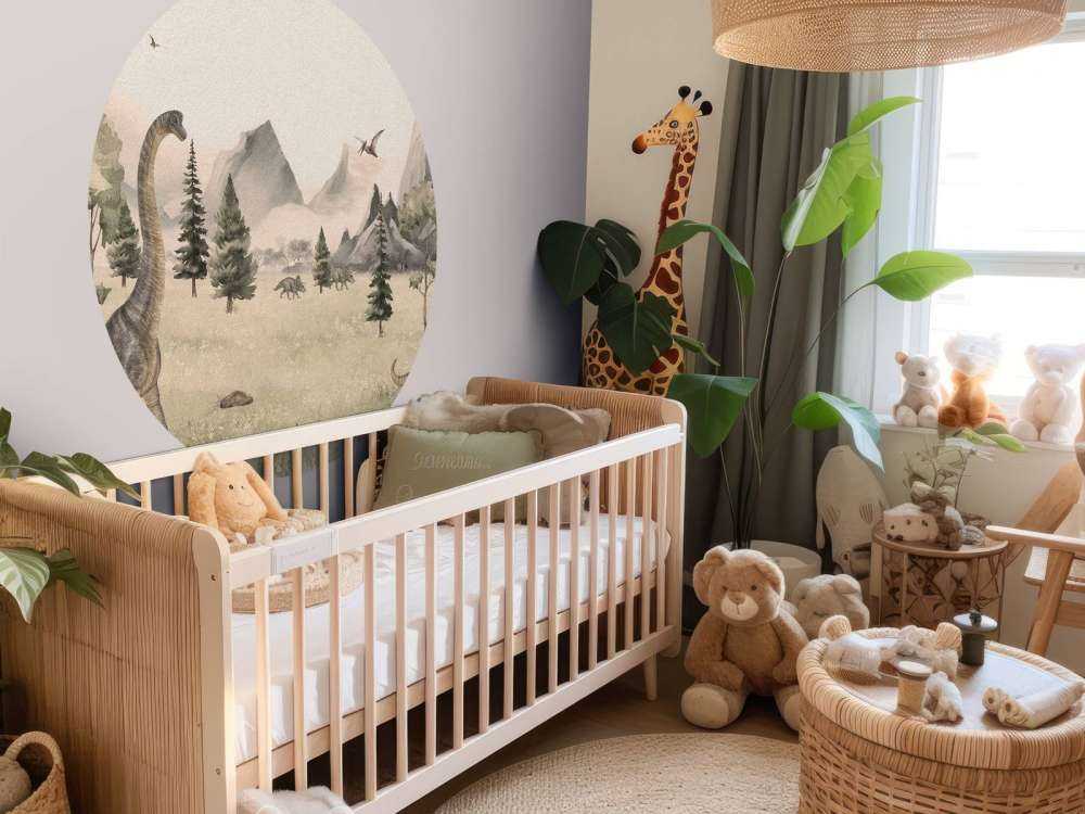 Paysage avec dinosaures en beige