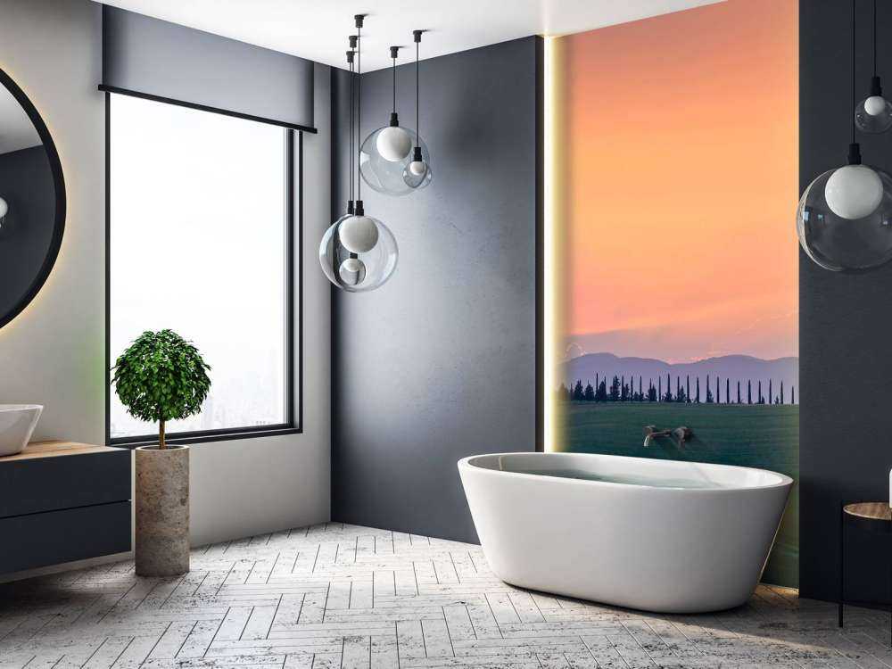 Paysage italien avec ciel orange