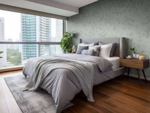 Petites feuilles sur gris vert