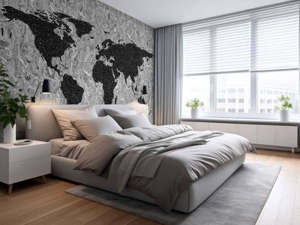 Carte du monde noire sur fond blanc