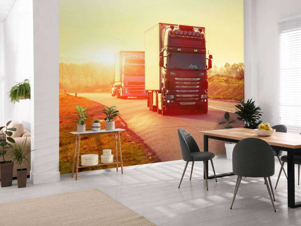 Camions sur une autoroute