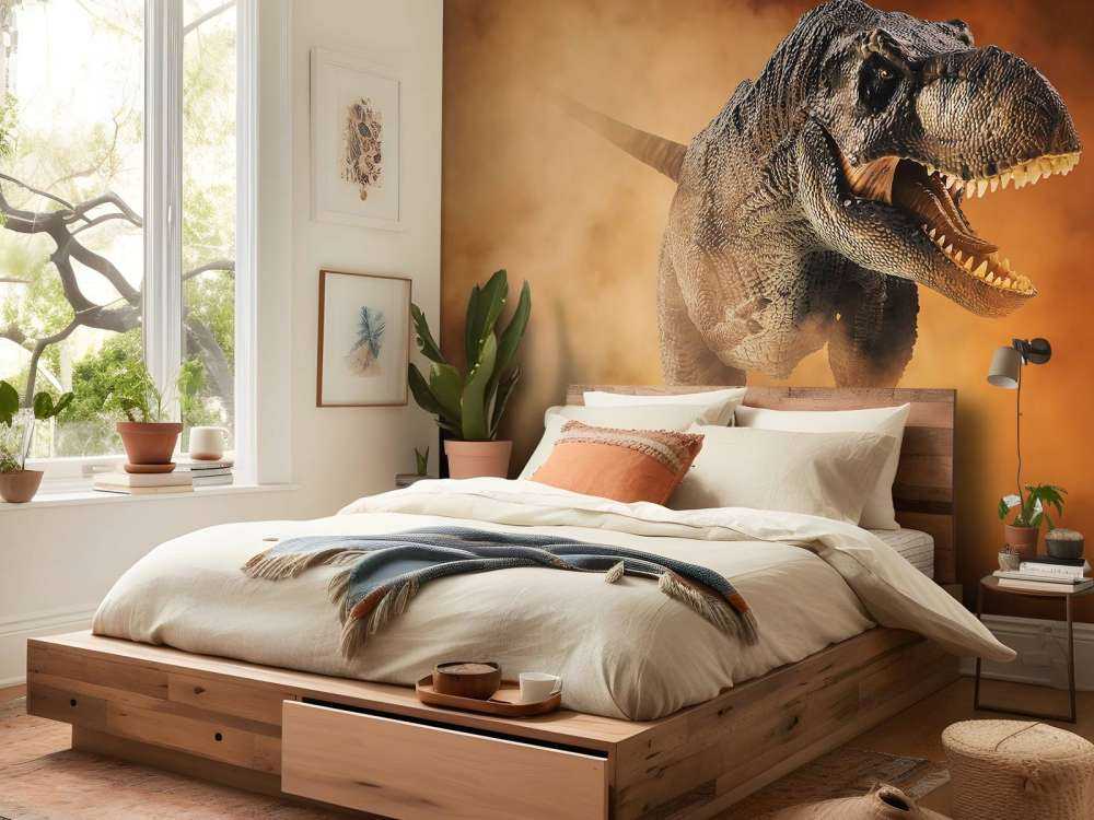 Tyrannosaure marchant dans la fumée