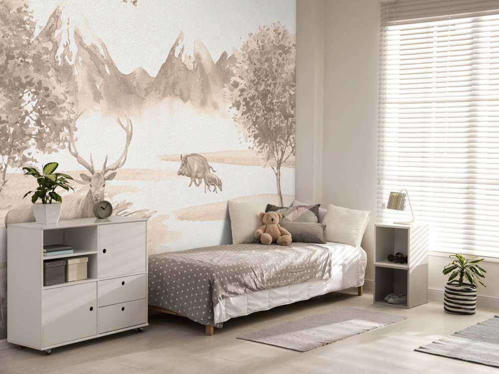 Forêt avec animaux en taupe