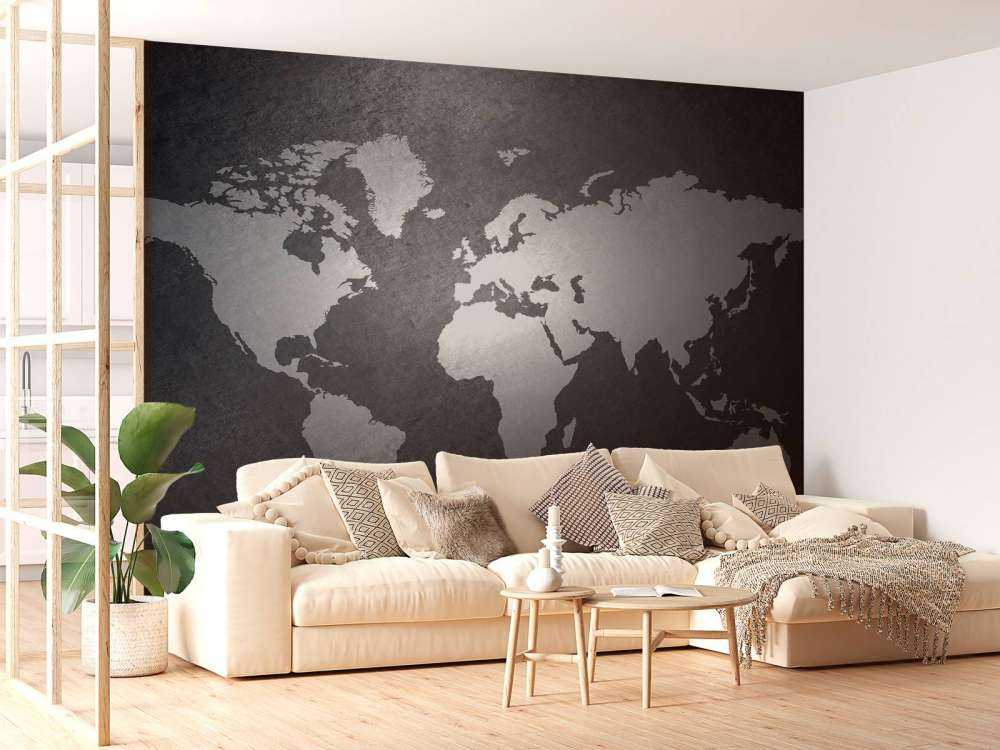 Carte du monde gris clair
