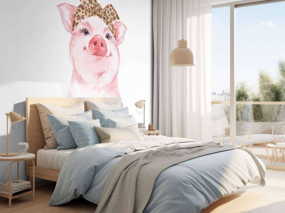 Drôle de petit cochon avec un bandana