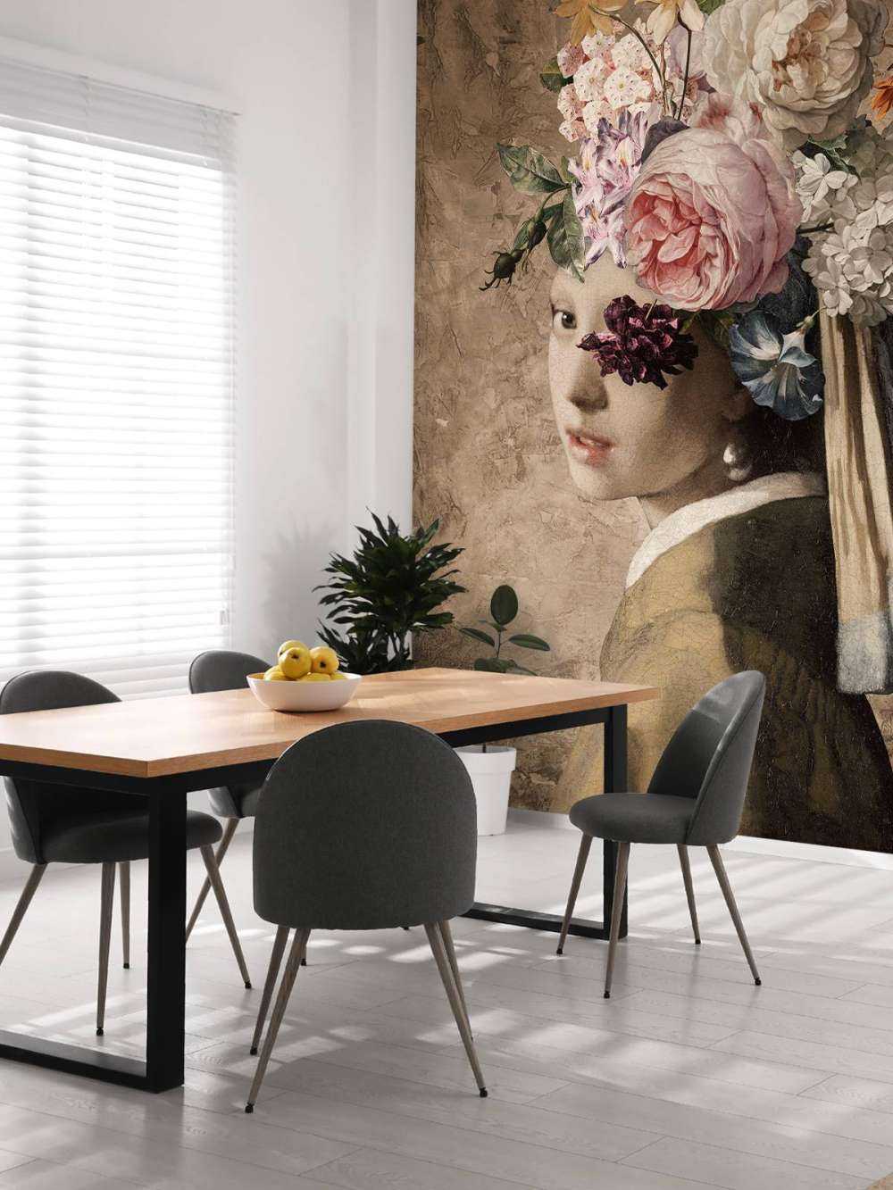 La jeune fille à la perle - motif floral