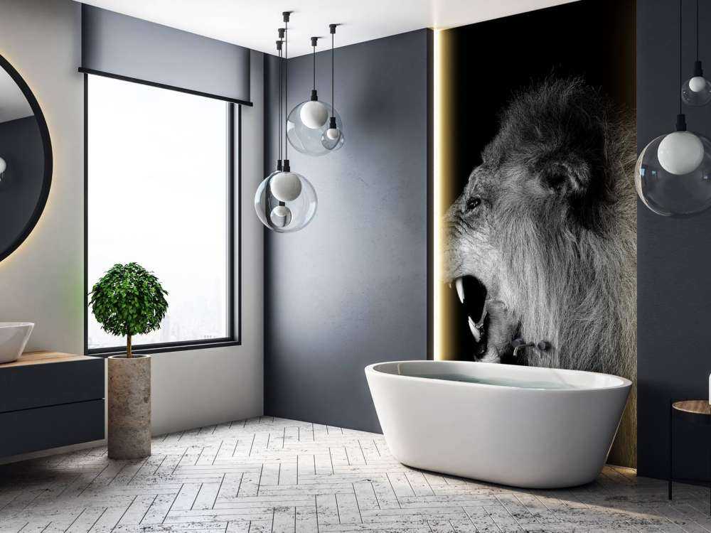 Lion rugissant noir