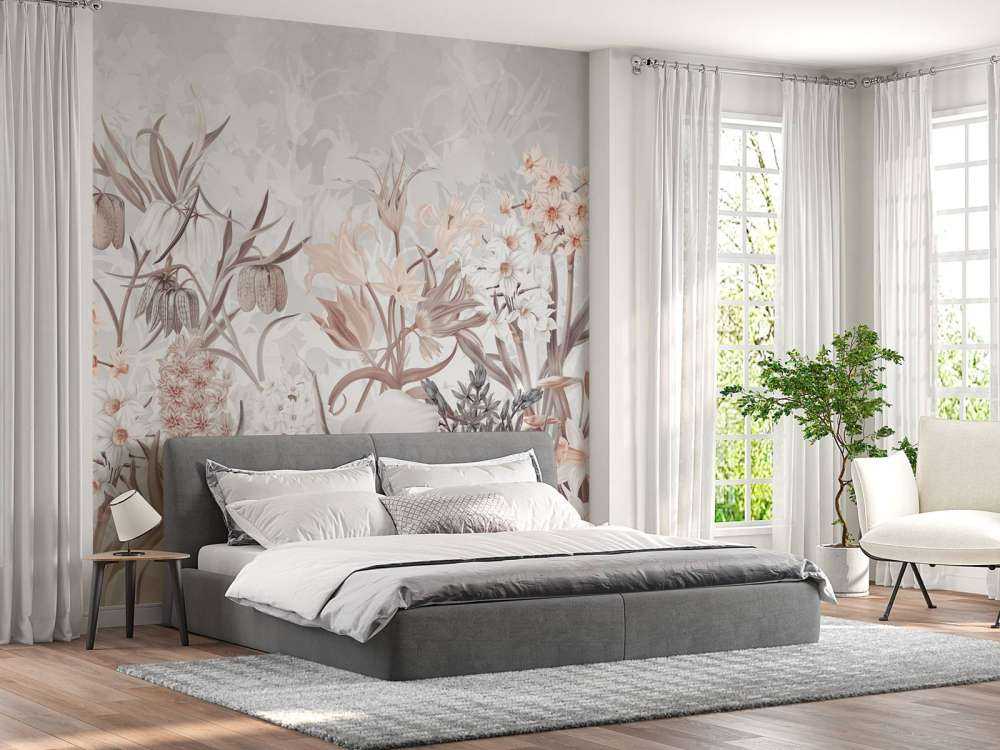 Fleurs de printemps - Gris éthéré