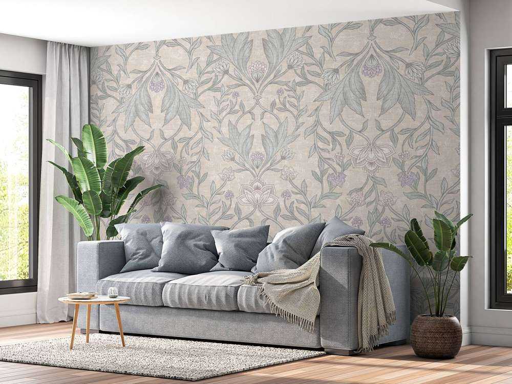 Damas floral Morris - beige neutre