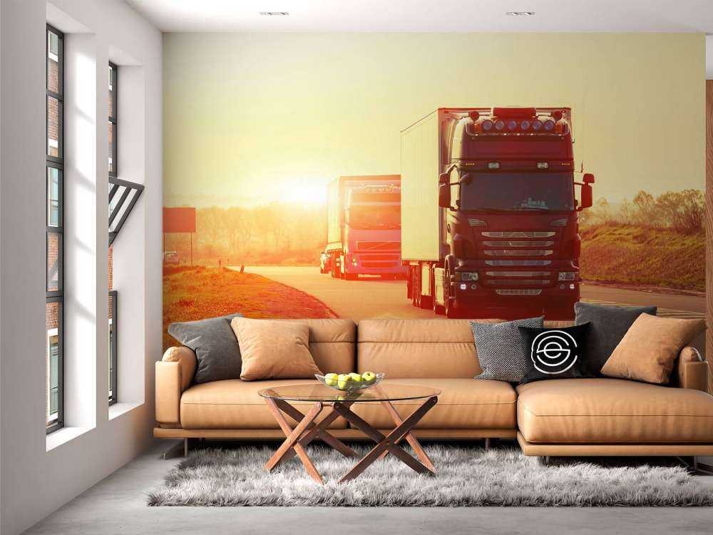 Camions sur une autoroute