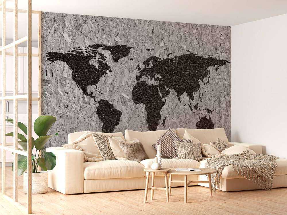 Carte du monde noire sur fond blanc