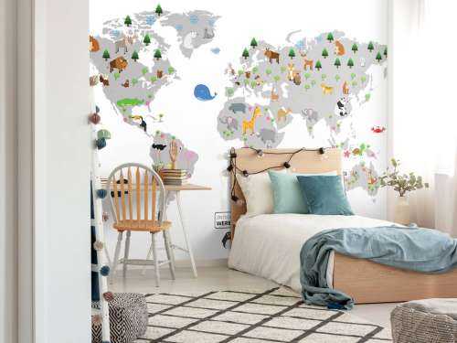 Carte du monde pour les enfants avec fond blanc