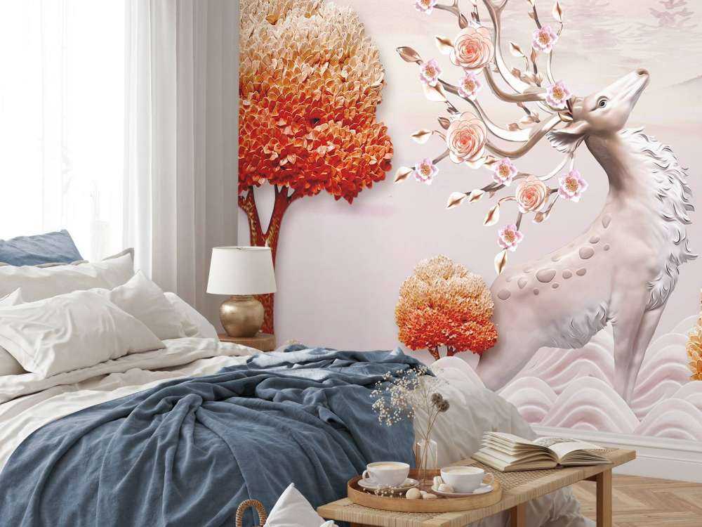 Cerf avec des fleurs