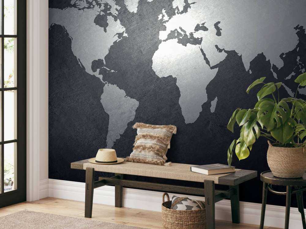 Carte du monde gris clair