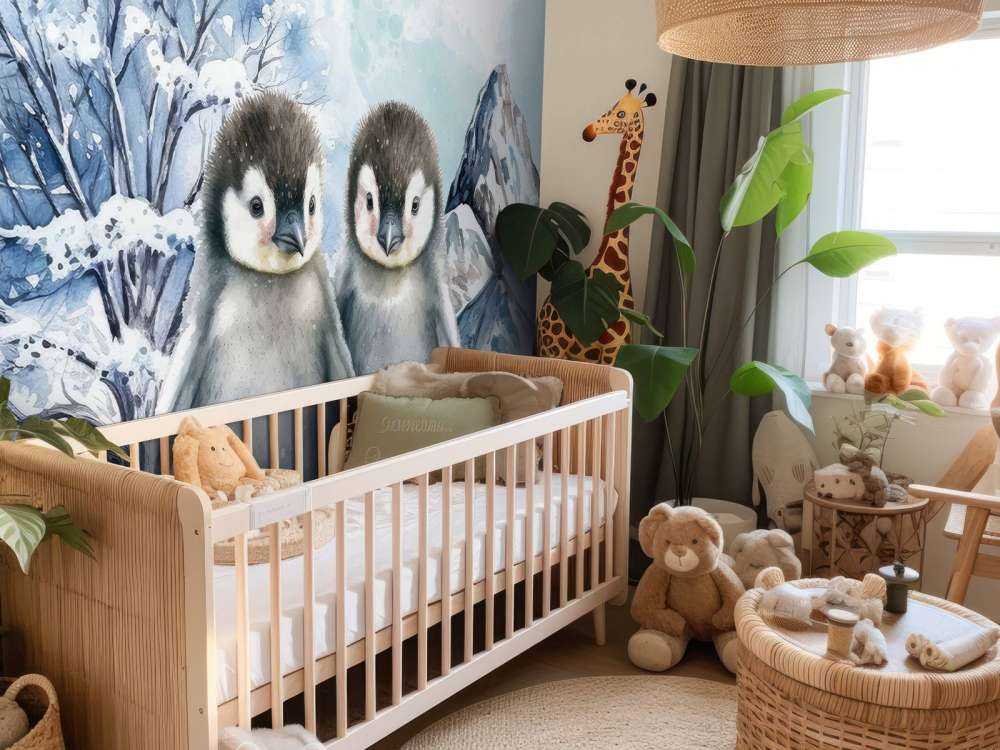 Des pingouins ombragés dans un paysage d'hiver