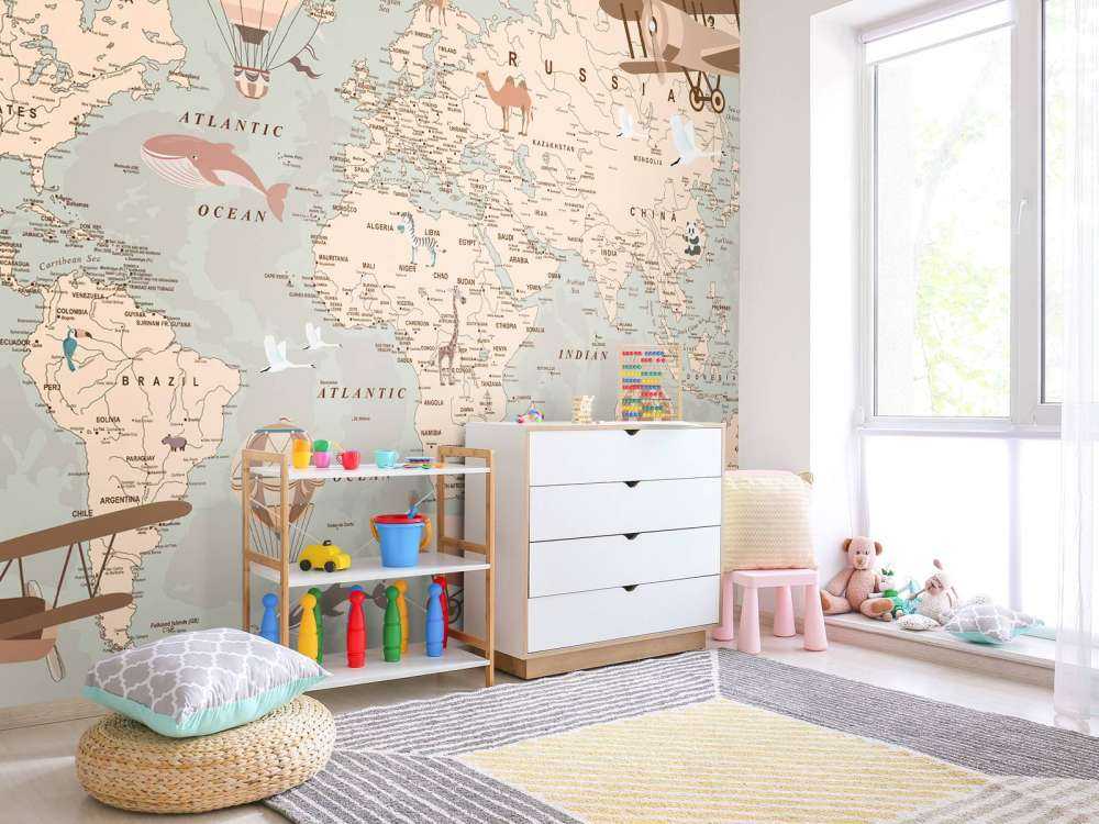 Carte du monde beige