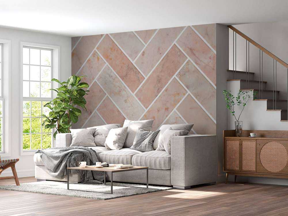 Marbre rose à chevrons