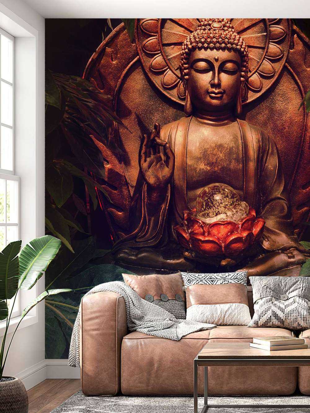 Bouddha avec des feuilles