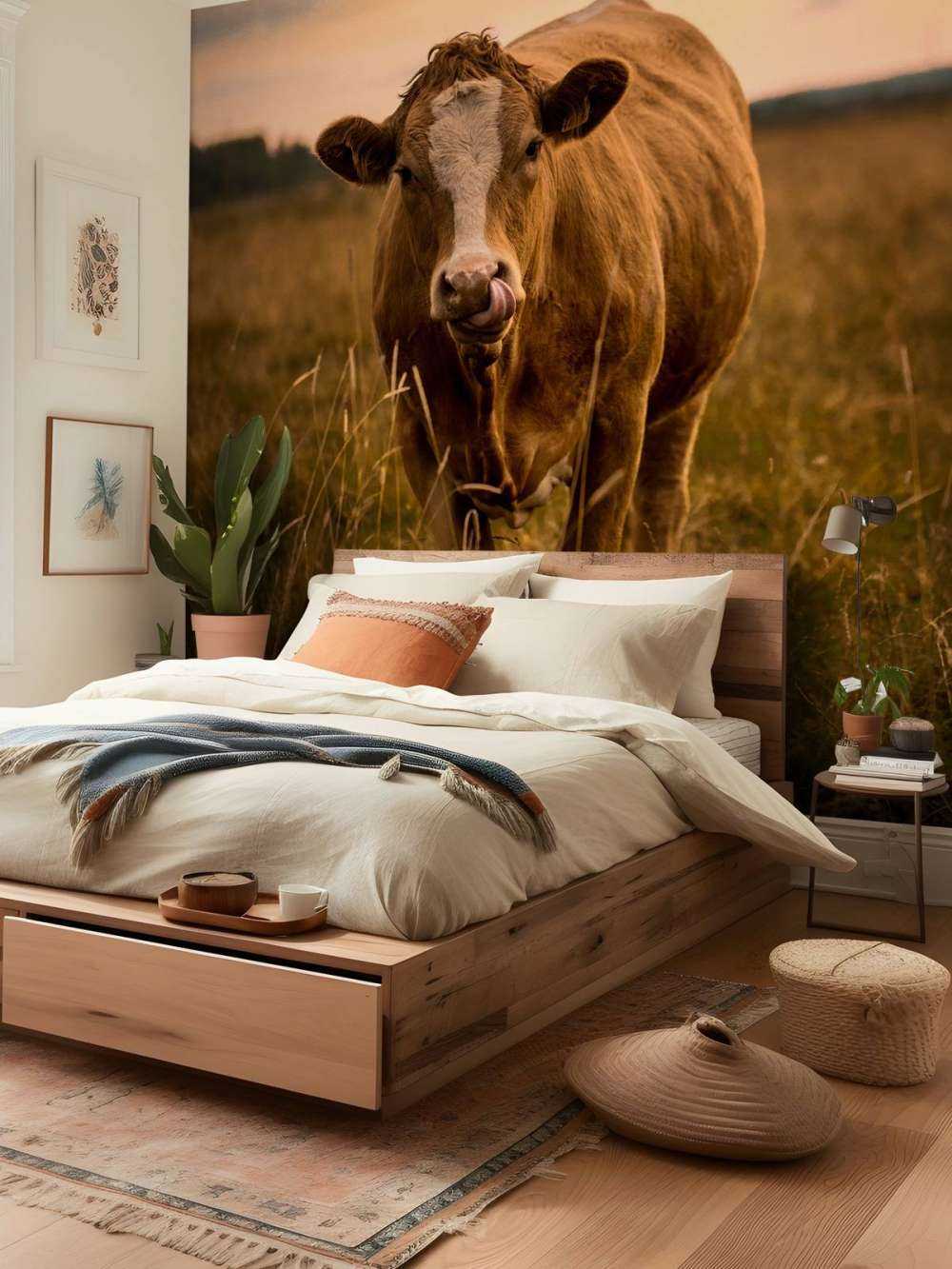 Vache avec la langue dans le nez