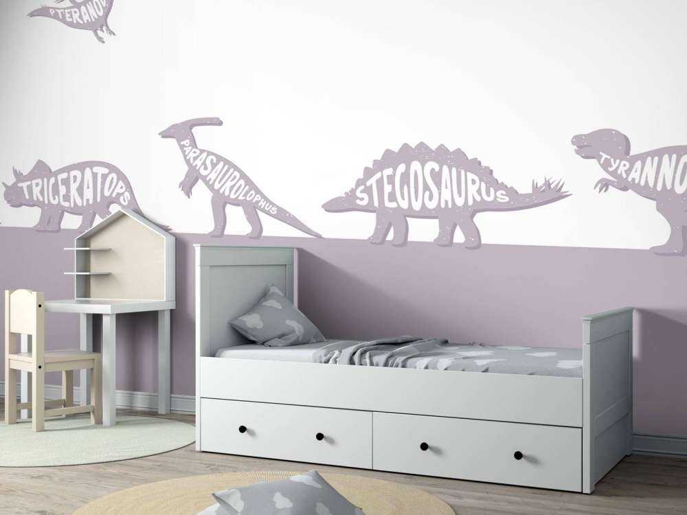 Dinosaures avec texte en rose