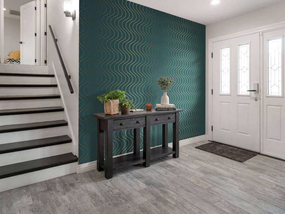 Motif ondulé bleu canard