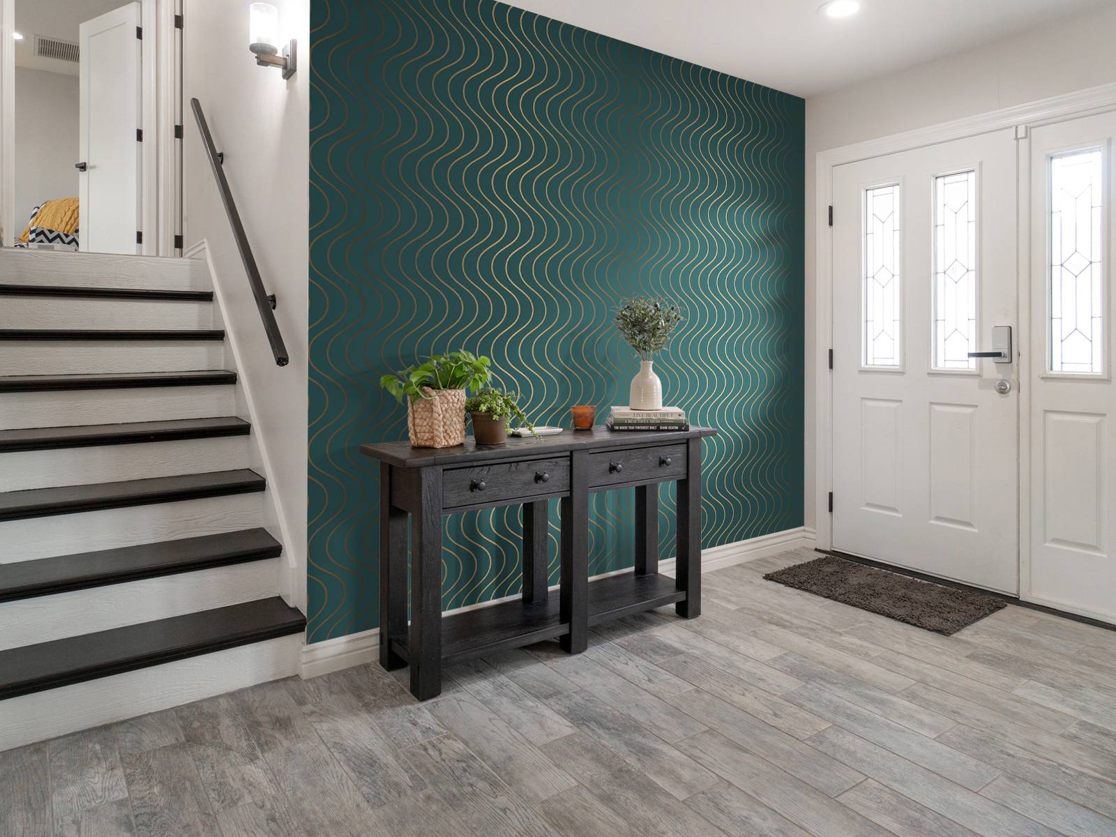 Motif ondulé bleu canard