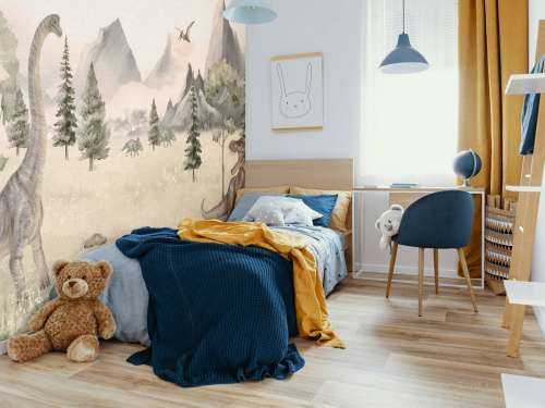 Paysage avec dinosaures en beige